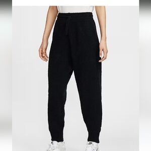 NIKE Phoenix Black Cozy Boucle High-Waisted Oversized Joggers Sportswear | Small
